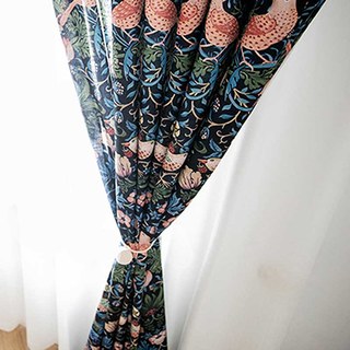 Voleur de fraises William Morris Rideau de style de jute bleu marine 4