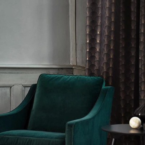 L'art de luxe des années 20 Roaring Deco Shell motif noir & rideau d'or 1