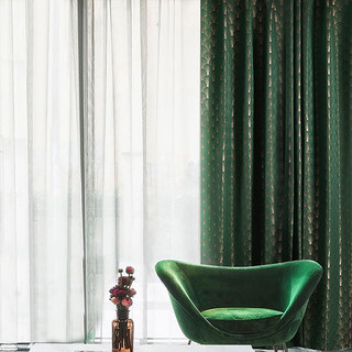 L'art de luxe des années 20 Roaring Deco Shell motif vert foncé & rideau d'or