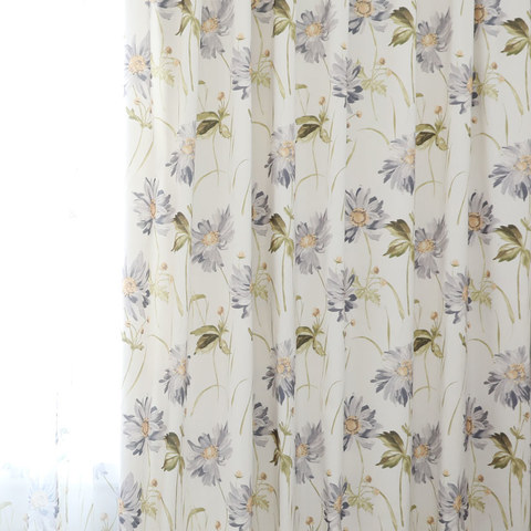 Apporter le jardin Intérieurs Gris Daisy Cotton Floral Jute Style Rideau 1