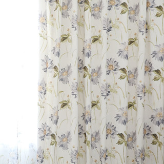 Apporter le jardin Intérieurs Gris Daisy Cotton Floral Jute Style Rideau 1