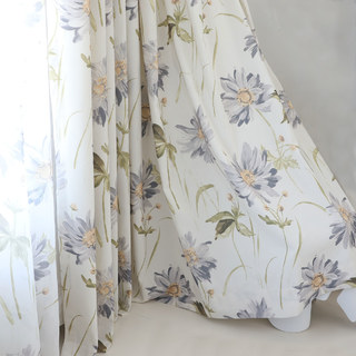 Apporter le jardin Intérieurs Gris Daisy Cotton Floral Jute Style Rideau 2