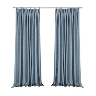 Metallic Fantasy Subtle Texturé rayé Scintillant Haze Bleu Rideau 7