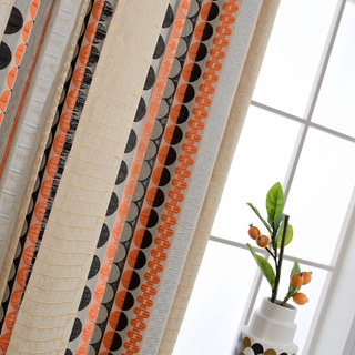 Obsédée par les pois Modern 3D Jacquard Orange Noir Motif géométrique Rideau 9