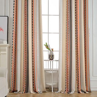 Obsédée par les pois Modern 3D Jacquard Orange Noir Motif géométrique Rideau 3