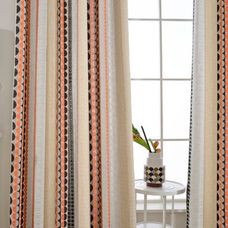 Obsédée par les pois Modern 3D Jacquard Orange Noir Motif géométrique Rideau 4