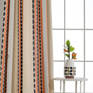 Obsédée par les pois Modern 3D Jacquard Orange Noir Motif géométrique Rideau 6