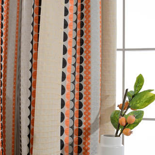 Obsédé par les pois modernes 3D Jacquard orange noir géométrique Rideau à motifs