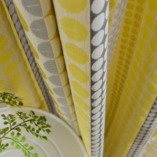 Obsédé par les points de Polka Moderne 3D Jacquard Jaune Charbon Gris Géométrie Rideau à motifs 6