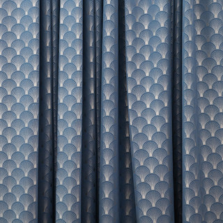 L'art de luxe des années 20 Roaring Deco Rideau Aqua Blue & Argent à motif Shell 4