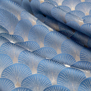 L'art de luxe des années 20 Roaring Deco Rideau Aqua Blue & Argent à motif Shell 6