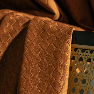 Scandinave Basketweave Texturé Caramel Terracotta Velvet Blackout Rideaux 6