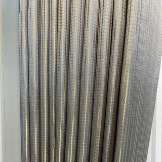 Sunbeam Glistening Subtle Textured Striped Champagne Or et Rideau Gris 7
