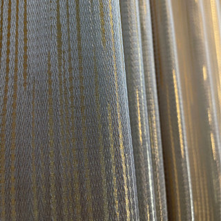 Sunbeam Glistening Subtle Textured Striped Champagne Or et Rideau Gris 5
