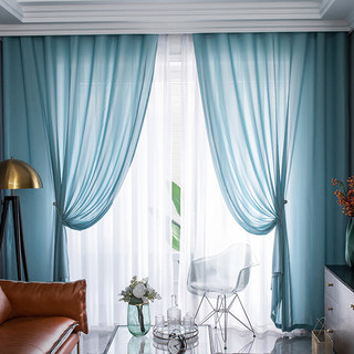 Sundance Textured bleu foncé rayé semi-sheer rideau 1