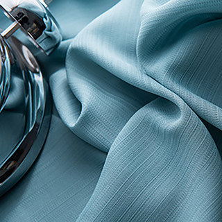 Sundance Textured bleu foncé rayé semi-sheer rideau 4