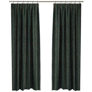 Nouveau look Luxury Art Deco Herringbone Vert foncé & Or Sparkle Rideau géométrique 8