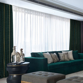 Nouveau look Luxury Art Deco Herringbone Vert foncé & Or Sparkle Rideau géométrique 2