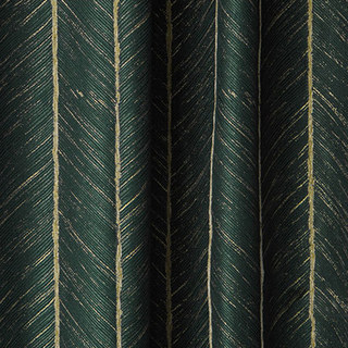 Nouveau look Luxury Art Deco Herringbone Vert foncé & Or Sparkle Rideau géométrique 4