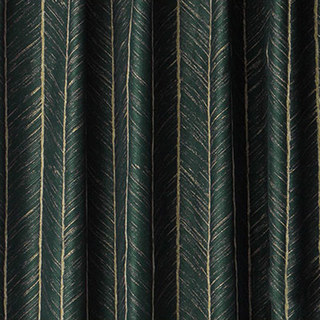 Nouveau look Luxury Art Deco Herringbone Vert foncé & Or Sparkle Rideau géométrique 6
