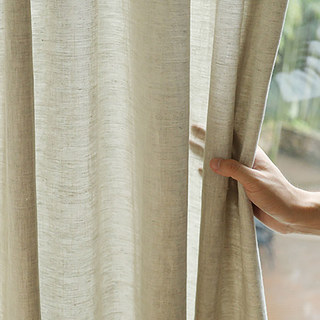 Style provençal Linge de lin pur Farine d'avoine lourd Semi Sheer Rideau 4