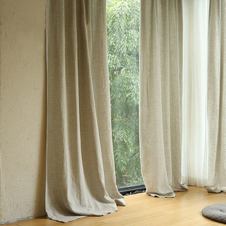 Style provençal Linge de lin pur Farine d'avoine lourd Semi Sheer Rideau 7