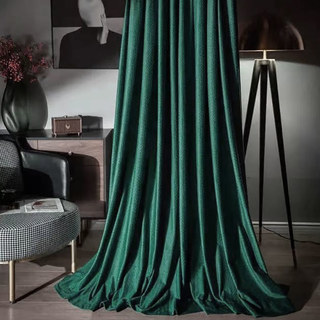 Scandinave Basketweave Textile Forêt foncée Vert Velours Blackout Rideaux 3