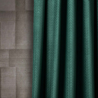 Scandinave Basketweave Textile Forêt foncée Vert Velours Blackout Rideaux 2