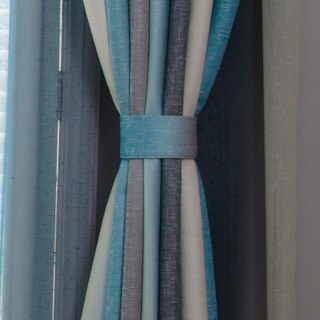 Sea Breeze Cocktail Rock Grey et Beach Blue Rideau rayé