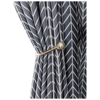 Shard Mid Century Moderne Charcoal Gris Chevron Rideau du Herringbone 12