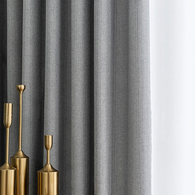 Plaisirs simples Céréales de prairie Subtil texturé Gris clair clair de charbon Rideaux de noir de bois 1