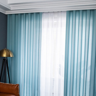 Sundance Textured bleu foncé rayé semi-sheer rideau 5