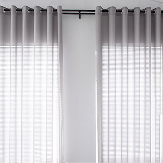 Sundance Charbon gris clair rayé texturé Rideau Semi Sheer 3