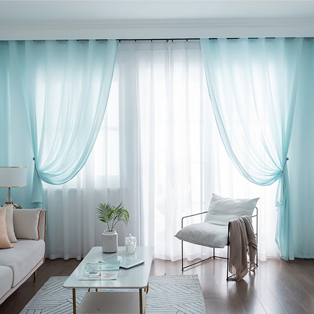 Sundance Textured bleu clair semi-sheer Rideau 1