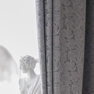 Allure Luxe Jacquard Rideau de Dentelle Bleue et de Charbon 2