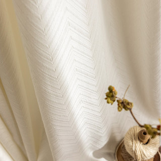 Arezzo Blanc Ivoire Chevron Texturé Semi lourd Rideaux voilés 2