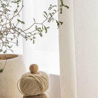 Arezzo Blanc Ivoire Chevron Texturé Semi lourd Rideaux voilés 8