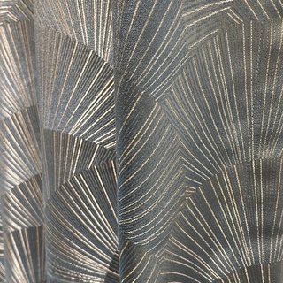 Ginkgo Leaves Luxury Art Déco Géométrique Champagne Gris Rideau d'Or 1