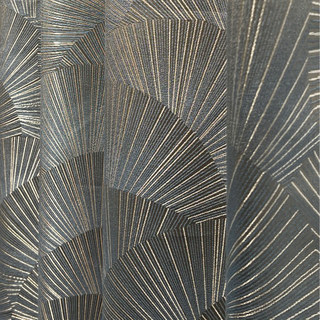Ginkgo Leaves Luxury Art Déco Géométrique Champagne Gris Rideau d'Or 2