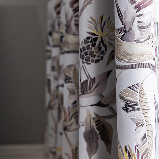 Récolte et oiseaux multicolores Rideau à noir noir jaune floral