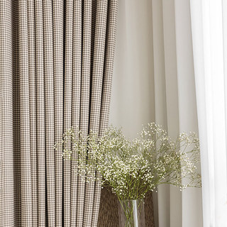 Houndstooth modèle brun beige noir rideau 3