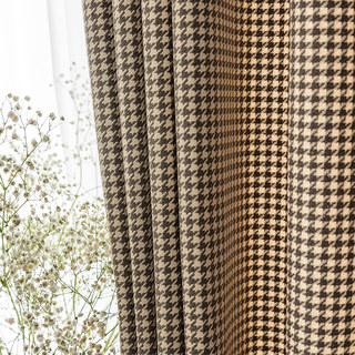 Houndstooth modèle brun beige noir rideau