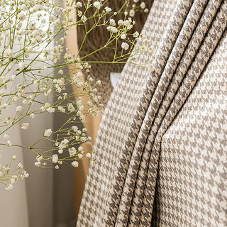 Houndstooth modèle brun beige noir rideau 2