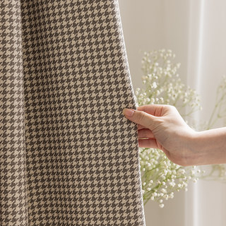 Houndstooth modèle brun beige noir rideau 6
