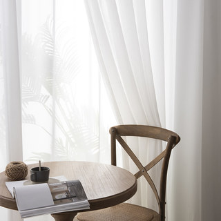 Luna Herringbone Texturé Ivoire Blanc Voile Rideau 2