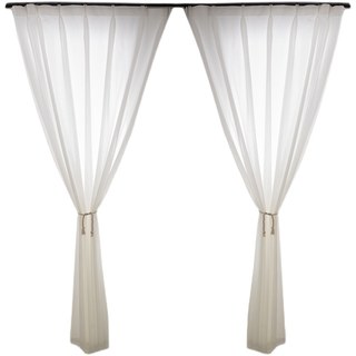 Luna Herringbone Texturé Ivoire Blanc Voile Rideau 5