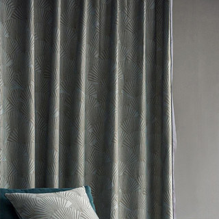 Orientaux éventails Art de luxe déco Jacquard motif canard rideau d'oeuf bleu 3
