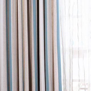 Riviera Turquoise Bleu Brun et blanc Bold Cotton Blend Rideau 3