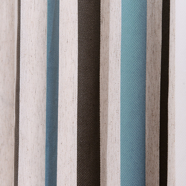 Riviera Turquoise Bleu Brun et blanc Bold Cotton Blend Rideau 1
