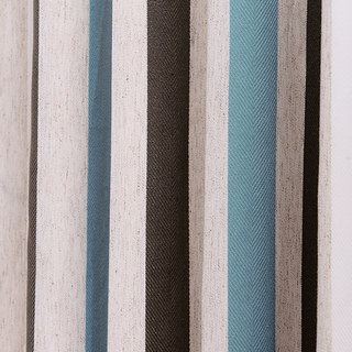 Riviera Turquoise Bleu Brun et blanc Bold Cotton Blend Rideau